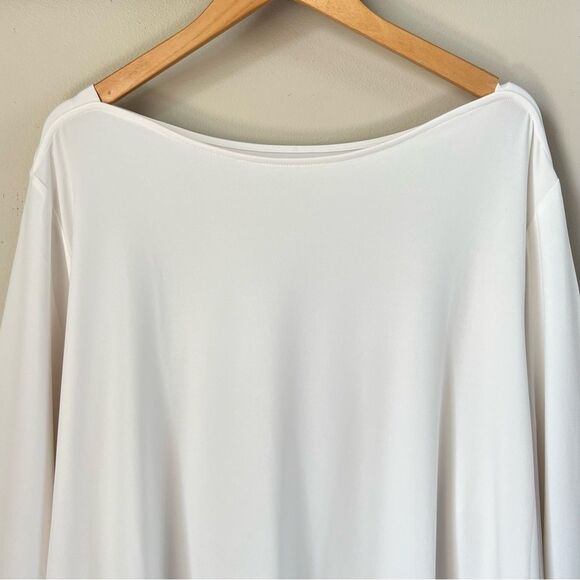 Susan Graver Off White Modern Essentials Liquid Knit Bateau Neck Top Size 4X - Picture 2 of 9